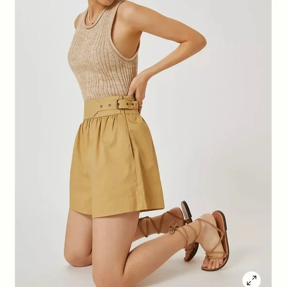 Anthropologie Moon River Buckle-Waist Shorts - Picture 2 of 13
